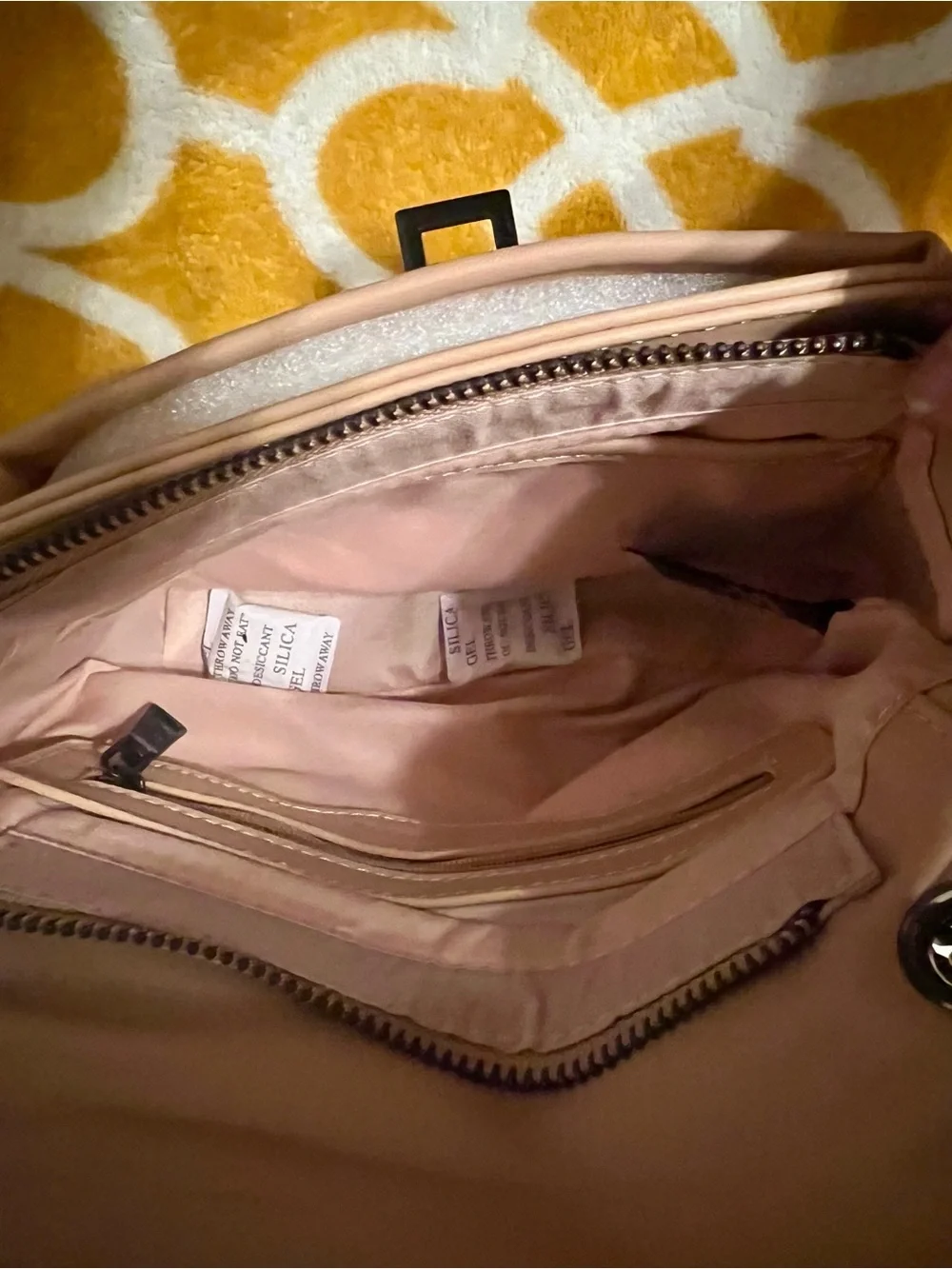 Badgley Mischka Pale Pink Quilted Leather Shoulder Bag with Chain Strap